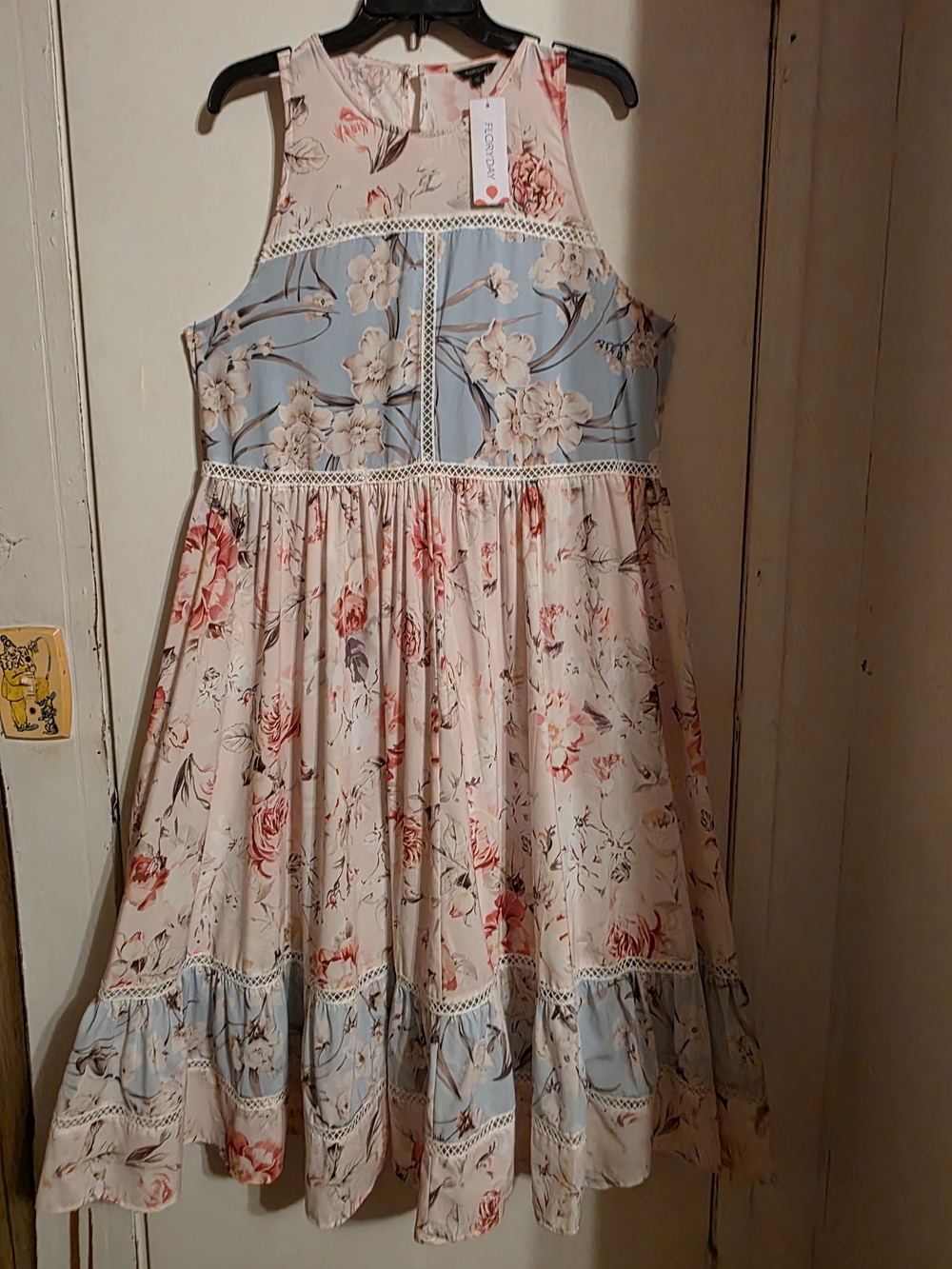 Floral Tiered Maxi Dress in Blush & Blue - Reserved